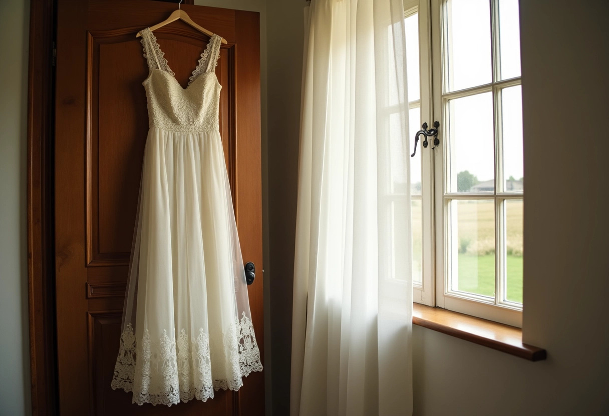 robe longue en dentelle blanche