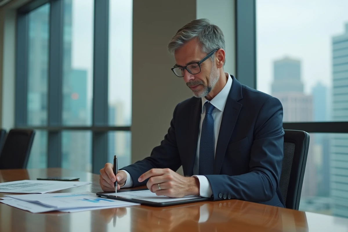 Avocat homme en réunion dans une salle moderne