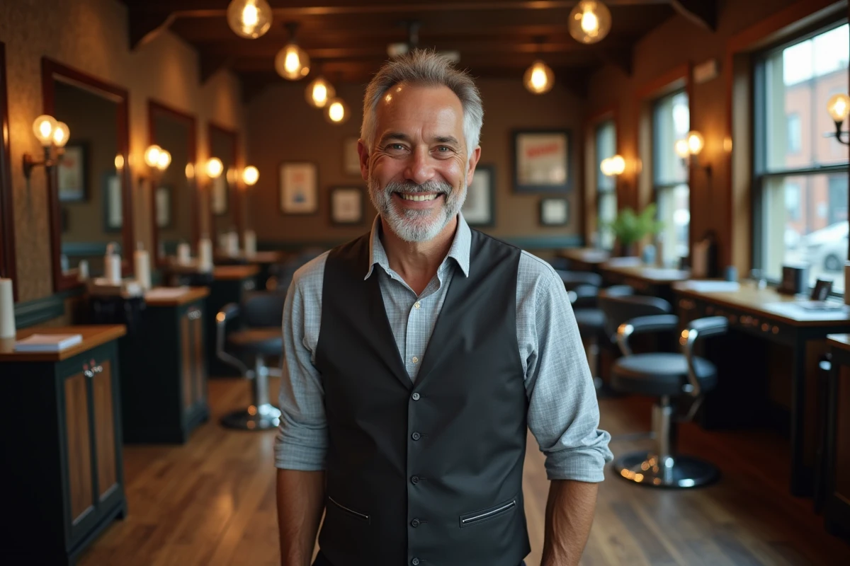 Barbier expérimenté dans un salon vintage accueillant