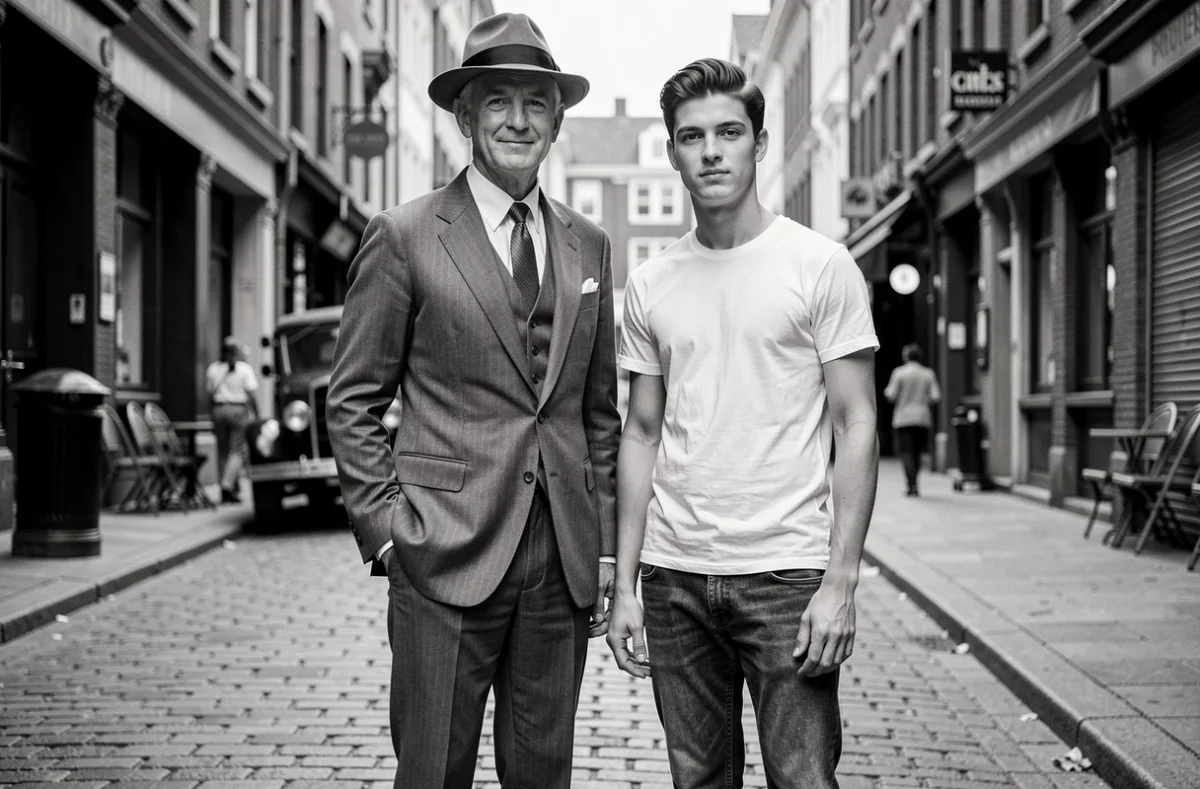 Costume ajusté et jean-tee-shirt, deux styles masculins des années 50