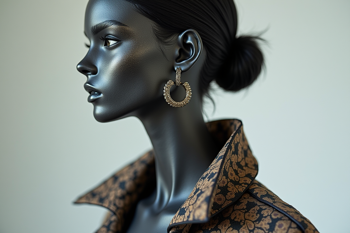 Zoom sur textures et accessoires de mode avantgarde sur mannequin