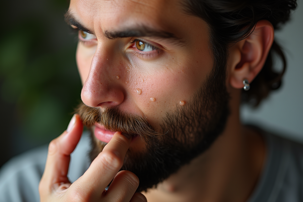 Homme appliquant de l