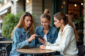 Groupe de joueuses de tennis discutant au café