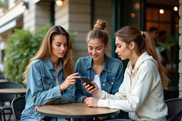 Groupe de joueuses de tennis discutant au café