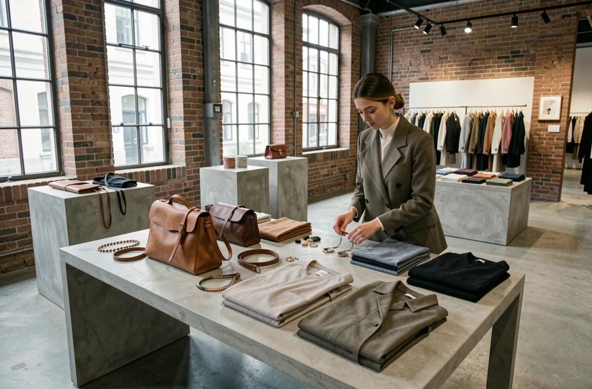 Espace Maisons de Mode à Lille avec créations de designers indépendants et accessoires artisanaux exposés