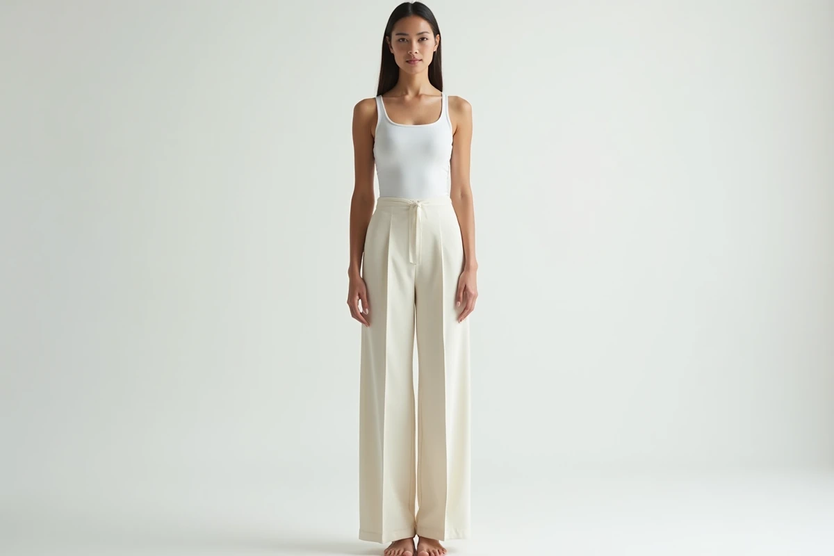 Mannequin grande taille en studio sur fond blanc, mettant en valeur la silhouette et les proportions attendues dans le mannequinat professionnel